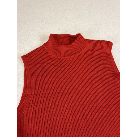 Pursuits,ltd woolmark Sleeveless Turtleneck Shirt Red Blouse Womens S Preppy Y2K - Picture 3 of 12